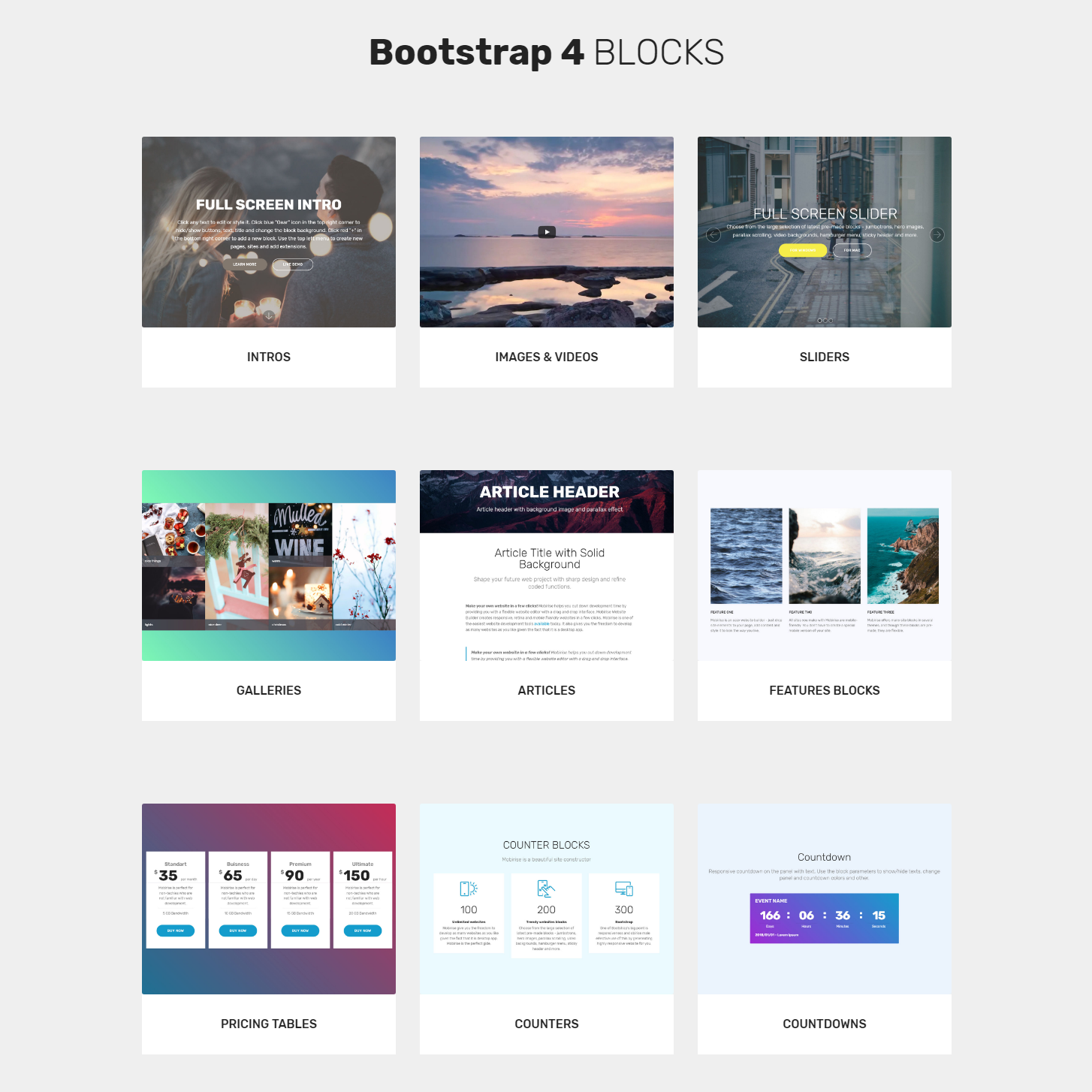 HTML Bootstrap Blocks Templates